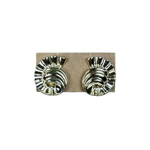 Vintage Gold Tone Shell Clip On‎ Earrings Mid Century Modern Textured Teardrop